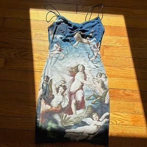 90’s style renaissance print mesh dress